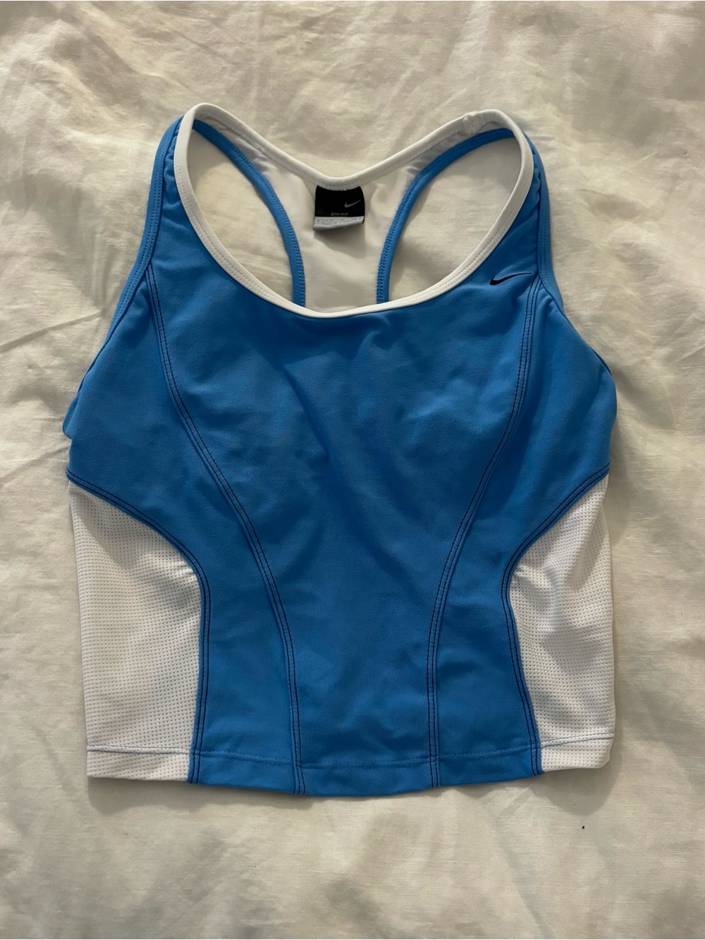 Nike Women's Blue and White Racerback Sports Tank